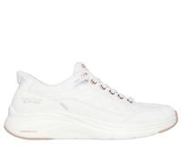 Skechers Donna Slip-ins: Contour Foam - Cozy Fit Golden Hour Sneaker in Bianco/Rosa Oro, Taglia 36.5 Wide , Lavabile in lavatrice