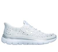 Skechers Donna Slip-ins: Summits - Brilliant Shine Sneaker in Bianco/Argento, Taglia 38 Wide , Vegan