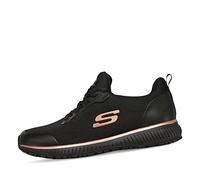 Skechers Donna Squad Sr Trainers, Black Flat Knit /Rose Gold Trim, 39.5 EU