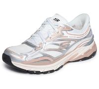 Skechers Stamina SportSneaker Donna, Argento Duraleather Bianco Mesh Rosa Trim, 38 EU