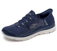 Skechers Scarpe da Ginnastica Summits Donna Blu Navy Mesh Rifiniture Argento 40 EU