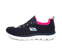 Skechers Summits Leopard Spot, Scarpe da Ginnastica Donna, Navy Mesh Hot Pink Trim, 37 EU