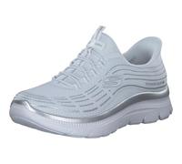 Skechers Donna Summits Plus Soft Luster Scarpe da Ginnastica, White Mesh/Silver Trim, 35 EU