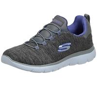 Skechers SUMMITS-QUICK GETAWAY, Scarpe da Ginnastica Donna, Grey Charcoal Mesh Purple Trim Ccpr, 36 EU