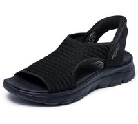 Skechers Donna Summits Sandal Sweetly Evolved Scarpe da Ginnastica, Black Knit, 38 EU