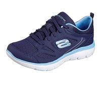 Skechers Donna Summits Suited Scarpe da Ginnastica, Navy Leather/Mesh/Duraleather/Blue Trim, 39 EU
