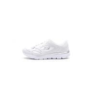 Skechers Donna Summits Suited Scarpe da Ginnastica, White Leather/Mesh/Duraleather/Silver Trim, 40 EU