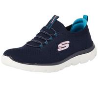 Skechers Donna Summits Top Player Scarpe da Ginnastica, Navy Knit/Teal & Pink Trim, 35.5 EU