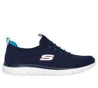 Skechers Summits Top Player, Scarpe da Ginnastica Donna, Navy Knit Teal Pink Trim, 40.5 EU