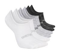 Skechers Donna Super Soft No Show Liner Calze - 6 Pack in Bianco/Nero, Taglia Medio