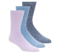 Skechers Donna Super Soft Stivali Crew Calze - 3 Pack in Rosa/Blu, Taglia Medio