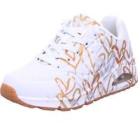 Skechers Donna Uno Metallic Love Trainers, White And Multi Metallic Heart Print Durabuck, 37.5 EU