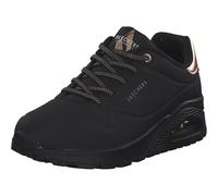 Skechers Donna Uno Shimmer Away Trainers, Black Durabuck, Rose Gold Duraleather/Mesh Tr, 39 EU