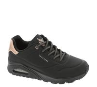 Skechers Donna Uno Shimmer Away Trainers, Black Durabuck, Rose Gold Duraleather/Mesh Tr, 42 EU
