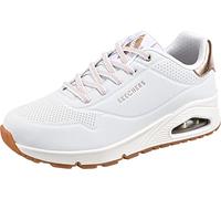 Skechers Donna Uno Shimmer Away Trainers, White Durabuck, Rose Gold Duraleather/Mesh Tr, 36 EU