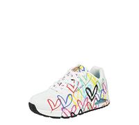Skechers Donna Uno Spread The Love Trainers, White Durabuck W Multi Color Heart Print/Mesh, 41 EU