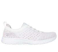 Skechers Donna Virtue - Show Runner Sneaker in Bianco/Multicolore, Taglia 35, Vegan, Lavabile in lavatrice