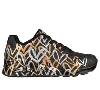 Skechers Donna x JGoldcrown: UNO - Metallic Love Sneaker in Nero/Oro, Taglia 38
