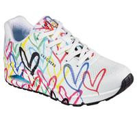Skechers Donna x JGoldcrown: UNO - Spread the Love Sneaker in Bianco/Multicolore, Taglia 36