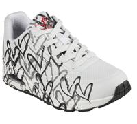 Skechers Donna x JGoldcrown: UNO - Spread the Love Sneaker in Bianco/Nero/Grigio, Taglia 38