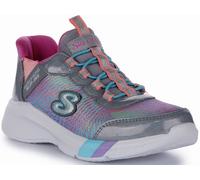 SKECHERS Dreamy Memoria Schiuma Sportive, Slip On Scarpe Bambina Grigio Rosa UK