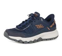 Skechers Dynamite at Escapar Hands Free Slip-in, Scarpe da Ginnastica Uomo, Navy Leather/Textile/Orange Trim, 43 EU