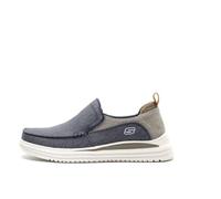Skechers Evers Comprovati, Mocassino basso Uomo, Tela Lavata Marrone Navy, 41 EU
