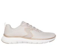 Skechers Donna Flex Appeal 5.0 - Luxe Glow Sneaker in Naturale/Oro, Taglia 39, Vegan, Lavabile in lavatrice