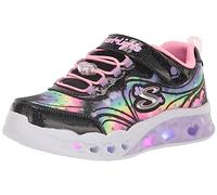Skechers Flutter Heart Lights Groovy Swirl, Scarpe sportive Bambine e ragazze, Black Sparkle Mesh Pink Trim, 34 EU