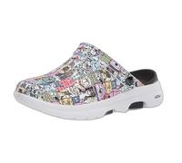 Skechers Foamies Gowalk 5-Dog Lover, Zoccoli Donna, Nero Multicolore, 38 EU