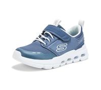 Skechers Glide-Step Flow - Scarpe da Ginnastica da Ragazzo, in Tessuto Blu Navy/Sintetico/Finiture Bianche, 36