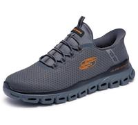 Skechers Glide-Step Noxus - Sneaker da uomo da infilare, Carbone/arancione, 44 EU