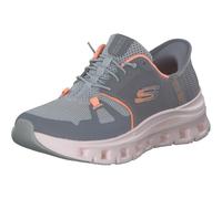 Skechers Glide-Step PRO - Sneaker da Donna, Senza Lacci, Senza Mani, Grigio Mesh Arancione Trim, 41 EU
