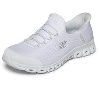 Skechers Glide-Step-Pursuit - Sneaker da Donna, Senza Mani/Dita, WSL=Bianco/Argento, 10 Wide