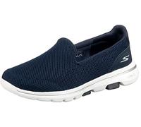 Skechers Go Walk 5, Sneaker Infilare Donna, Blu Navy Textile White Trim, 36 EU