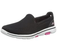Skechers Go Walk 5, Sneaker Infilare Donna, Nero Black Textile Hot Pink Trim, 41 EU