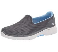 Skechers Go Walk 6 Big Splash, Sneaker Donna, Grey Textile Blue Trim, 41 EU