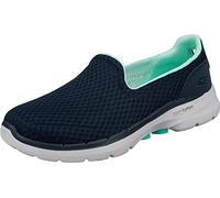 Skechers Go Walk 6 Big Splash, Sneaker Donna, Navy Textile Turquoise Trim, 35 EU