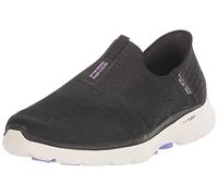 Skechers Go Walk 6 Fabulous View, Sneaker Donna, Black Textile Lavender Trim, 38 EU
