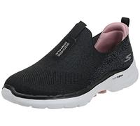 Skechers Go Walk 6 Glimmering, Scarpe da ginnastica Donna, Tessuto Nero Con Finiture Rosa, 43 EU