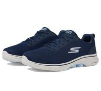 Skechers Go Walk 7 Clear Path da Donna, Tessuto Blu Navy con Finiture Azzurre, 43 EU