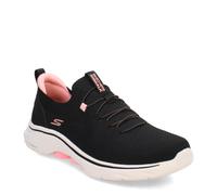 Skechers, Go Walk 7 Donna, Tessuto Nero con Finiture Rosa Acceso, 41 EU