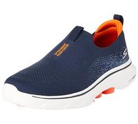 Skechers Go Walk 7, Sneaker Uomo, Tessuto Blu Navy E Arancione, 41 EU