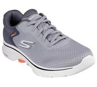Skechers Go Walk 7, Sneaker Uomo, Tessuto Sintetico Grigio E Arancione, 43 EU
