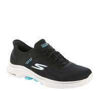 Skechers Go Walk 7 Valin Hands Free Slip-ins, Scarpe da Ginnastica Donna, Black Textile/Aqua Trim, 38.5 EU