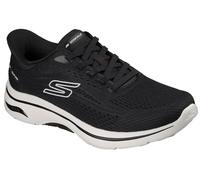 Skechers Go Walk Arch Fit 2.0 Percy Sneaker, Tessuto Nero/Finiture Bianche, 42