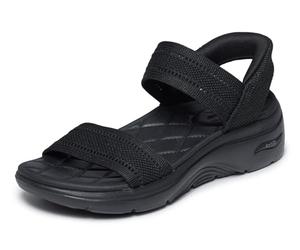Skechers Go Walk Arch Fit 2.0 Sandalo Piatto, Nero, 38
