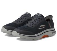Skechers Walk Arch Fit Simplicity 2.0 - Sneaker da Uomo, Tessuto Sintetico Antracite e Arancione, 10.5 UK Wide