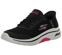 Skechers Go Walk Arch Fit 2.0 Valencia Sneakers slip-on da donna senza lacci, nero/rosa acceso., 6.5