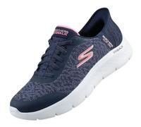 Skechers Go Walk Flex Kaylee Sneaker da Donna, Navy Tessile Rosa Trim, 41 EU